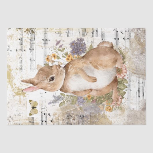 Papier Mousseline Musique papillon Fleur de lapin Gold Découpage Idé (Recto)