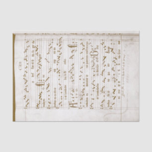 Papier Mousseline Musique Renaissance avec note manuscrite en bas 