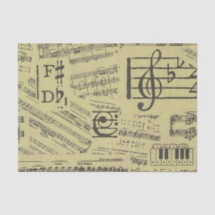 Papier Mousseline Musique vintage Note Musicien Motif