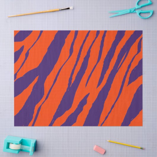Papier Mousseline MVB Tiger Stripes Design- Orange & Violet (Artisanat)