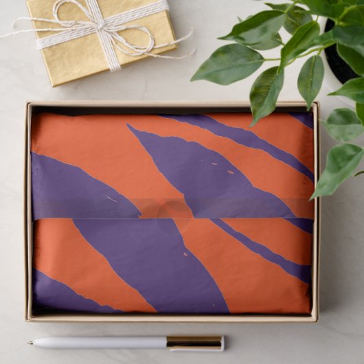 Papier Mousseline MVB Tiger Stripes Design- Orange & Violet (Cadeau)