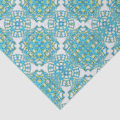 Papier Mousseline MVB Turquoise Bleu et Jaune Faux Lace (Détail)