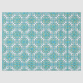 Papier Mousseline MVB Turquoise Bleu et Jaune Faux Lace (Recto)