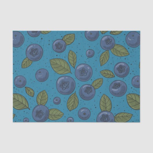 Papier Mousseline Myrtilles sur bleu (Recto)