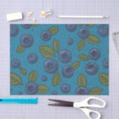Papier Mousseline Myrtilles sur bleu (Artisanat)
