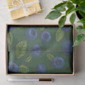 Papier Mousseline Myrtilles sur fond vert foncé (Cadeau)