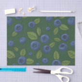 Papier Mousseline Myrtilles sur fond vert foncé (Artisanat)