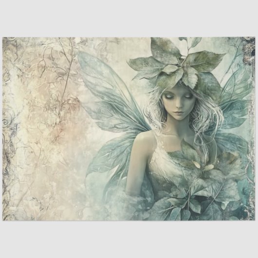 Papier Mousseline Mysage Green Fairy Decoupage (Recto)