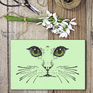 Papier Mousseline Mystérieux Chat Face Vert Yeux Longue Whiskers