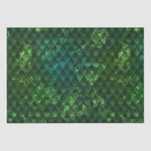 Papier Mousseline Mystic Emerald Fantasy Green Dragon Scale Pattern (Recto)