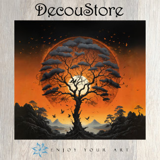 Papier Mousseline Mystic Tree at Sunset Decoupage