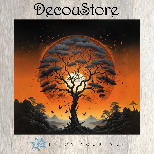 Papier Mousseline Mystic Tree at Sunset Decoupage