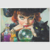 Papier Mousseline Mystic Witch & Black Cat Halloween Decoupage (Recto)