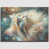 Papier Mousseline Mystical Cat Among the Blooms Whimsical Decoupage  (Recto)