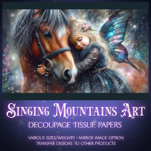 Papier Mousseline Mystical Fairy Girl and Horse Decoupage