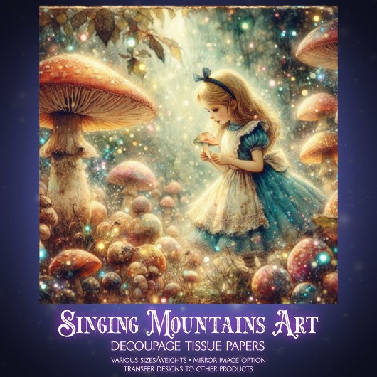 Papier Mousseline Mystical Forest Alice and Mushrooms Decoupage