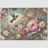 Papier Mousseline Mystical Garden Hummingbird & Rose Decoupage  (Recto)