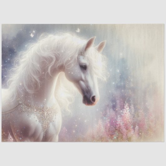 Papier Mousseline Mystical Mare Horse Sparkle Art Decoupage (Recto)