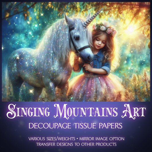 Papier Mousseline Mystical Morning Unicorn Walk Decoupage