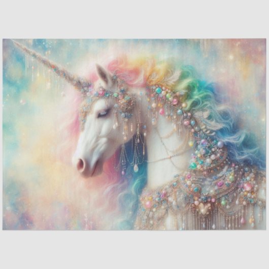 Papier Mousseline Mystical Rainbow Mane Unicorn Craft Decoupage (Recto)