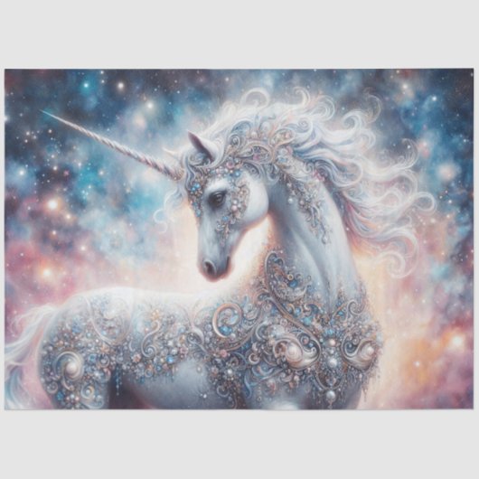Papier Mousseline Mystical Unicorn Galaxy Decoupage (Recto)