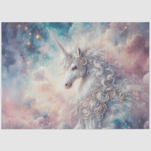 Papier Mousseline Mystical Unicorn Galaxy Sky Decoupage (Recto)
