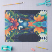 Papier Mousseline mystique paysage magique fleurs (Artisanat)