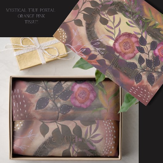 Papier Mousseline Mystique Portail Vrai Arche Florale Orange Rose