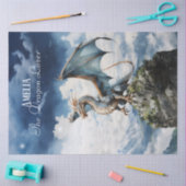 Papier Mousseline Mythique Celtique Dragon bleu Turquoise (Artisanat)