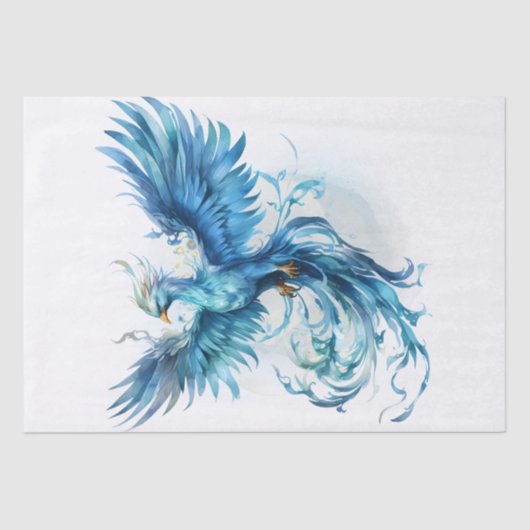 Papier Mousseline Mythologie des oiseaux Phoenix Bleu (Recto)
