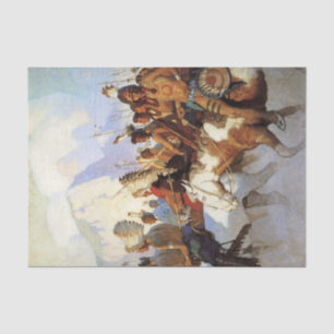 Papier Mousseline N C Wyeth Western Peinture "The War Party"