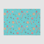 Papier Mousseline Name, Turquoise Candy Cookies Christmas 3 pcs (Recto)