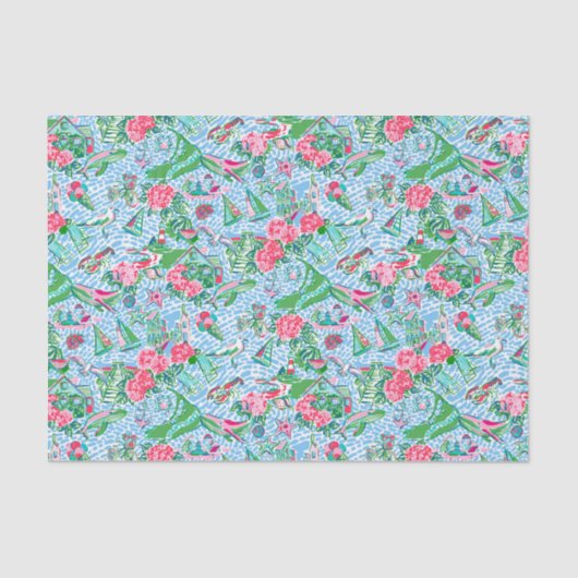 Papier Mousseline Nantucket Preppy Palm Beach Imprimer (Recto)