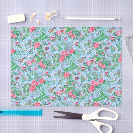 Papier Mousseline Nantucket Preppy Palm Beach Imprimer (Artisanat)
