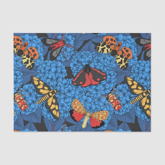 Papier Mousseline Nappes phréatiques bleu hydrangée (Recto)