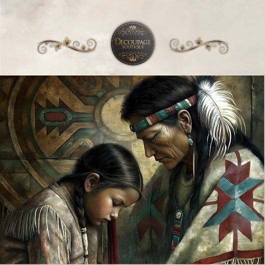 Papier Mousseline Native American Elder & Child Prayer Decoupage