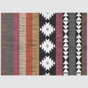 Papier Mousseline Native Ethnic Colorful Lines Motif