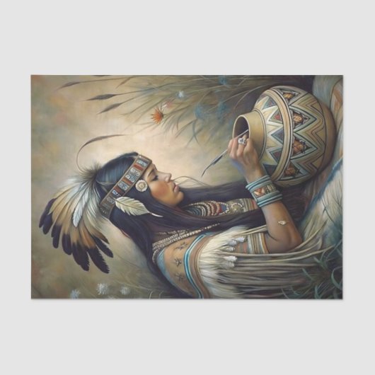 Papier Mousseline Native Potter Painting Pot Decoupage (Recto)