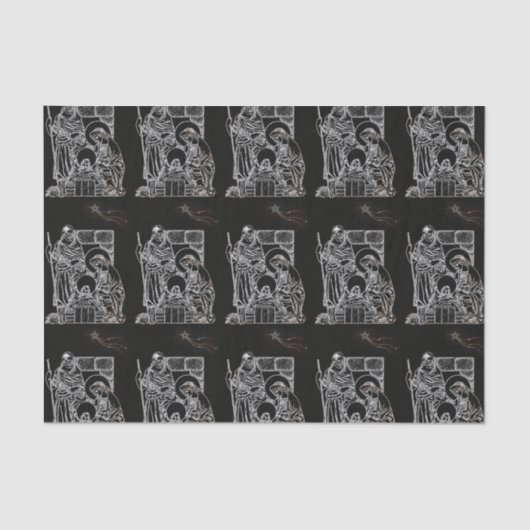PAPIER MOUSSELINE NATIVITÉ NOIRE BLANCHE ET OR (Recto)