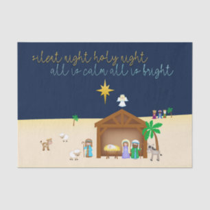 Papier Mousseline Nativité simpliste Nuit silencieuse Noël Carol