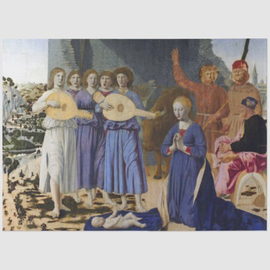 Papier Mousseline NATIVITY OF JESUS, ANGELS by PIERO DELLA FRANCESCA (Recto)