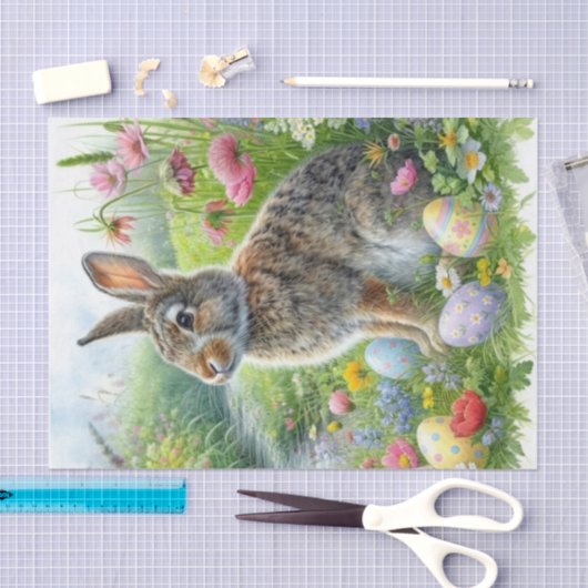 Papier Mousseline Nature Inspired Easter Eggs and Rabbit  (Artisanat)