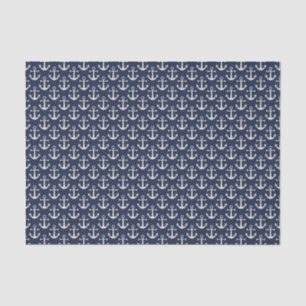 Papier Mousseline Nautical Beach Ancres Marine Blue Ivory