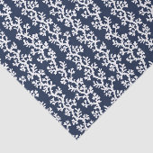 Papier Mousseline Nautical Beach Coral Reef Navy Blue White Coastère (Détail)