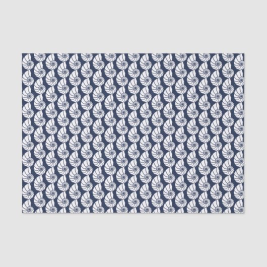 Papier Mousseline Nautical Beach Sea Shells Navy Blue White Coastal (Recto)