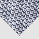 Papier Mousseline Nautical Beach Sea Shells Navy Blue White Coastal (Détail)