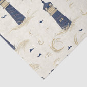 Papier Mousseline Nautical Lighthouse Coastal Blue Pattern (2) (Détail)