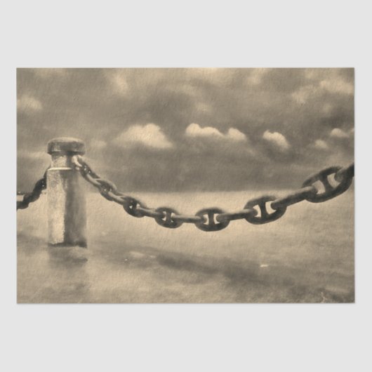 Papier Mousseline Nautique Plage d'été Front Sepia Brown Aquarelle (Recto)