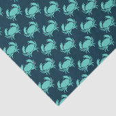 Papier Mousseline Nautique Plage Turquoise Crabe Motif Marine bleu (Détail)
