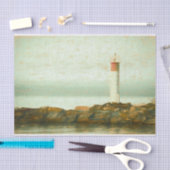 Papier Mousseline Nautique Vintage Red Green Lighthouse Art (Artisanat)